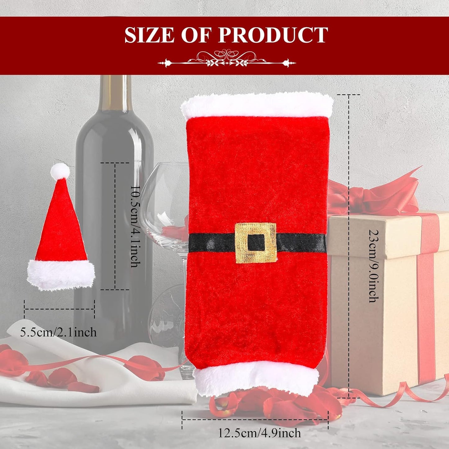 10 Pieces Christmas Wine Bottle Covers Decorative Wine Bottle Covers Plush and Velvet Wine Bottle Cover