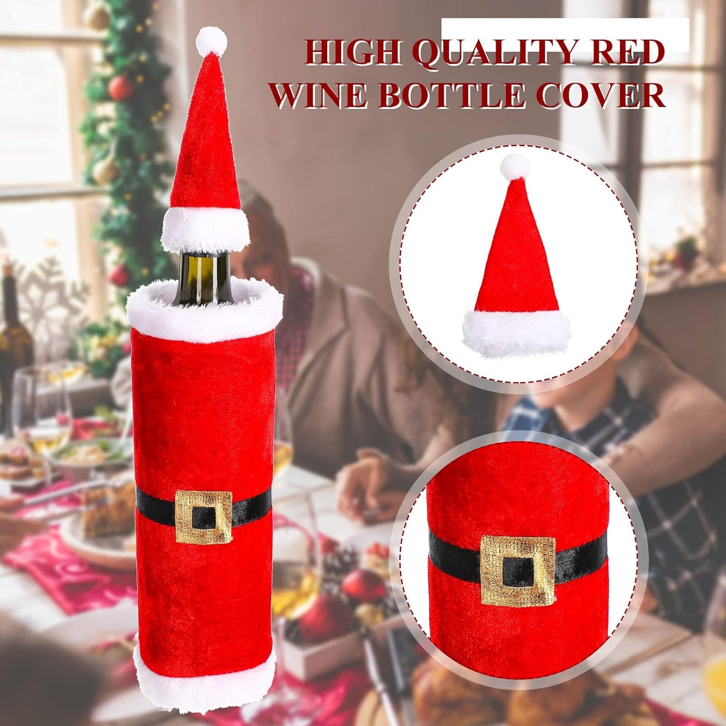 10 Pieces Christmas Wine Bottle Covers Decorative Wine Bottle Covers Plush and Velvet Wine Bottle Cover