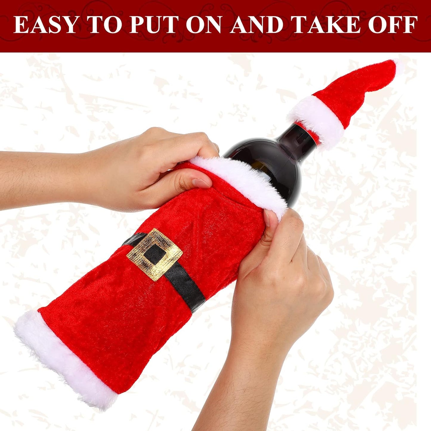 10 Pieces Christmas Wine Bottle Covers Decorative Wine Bottle Covers Plush and Velvet Wine Bottle Cover