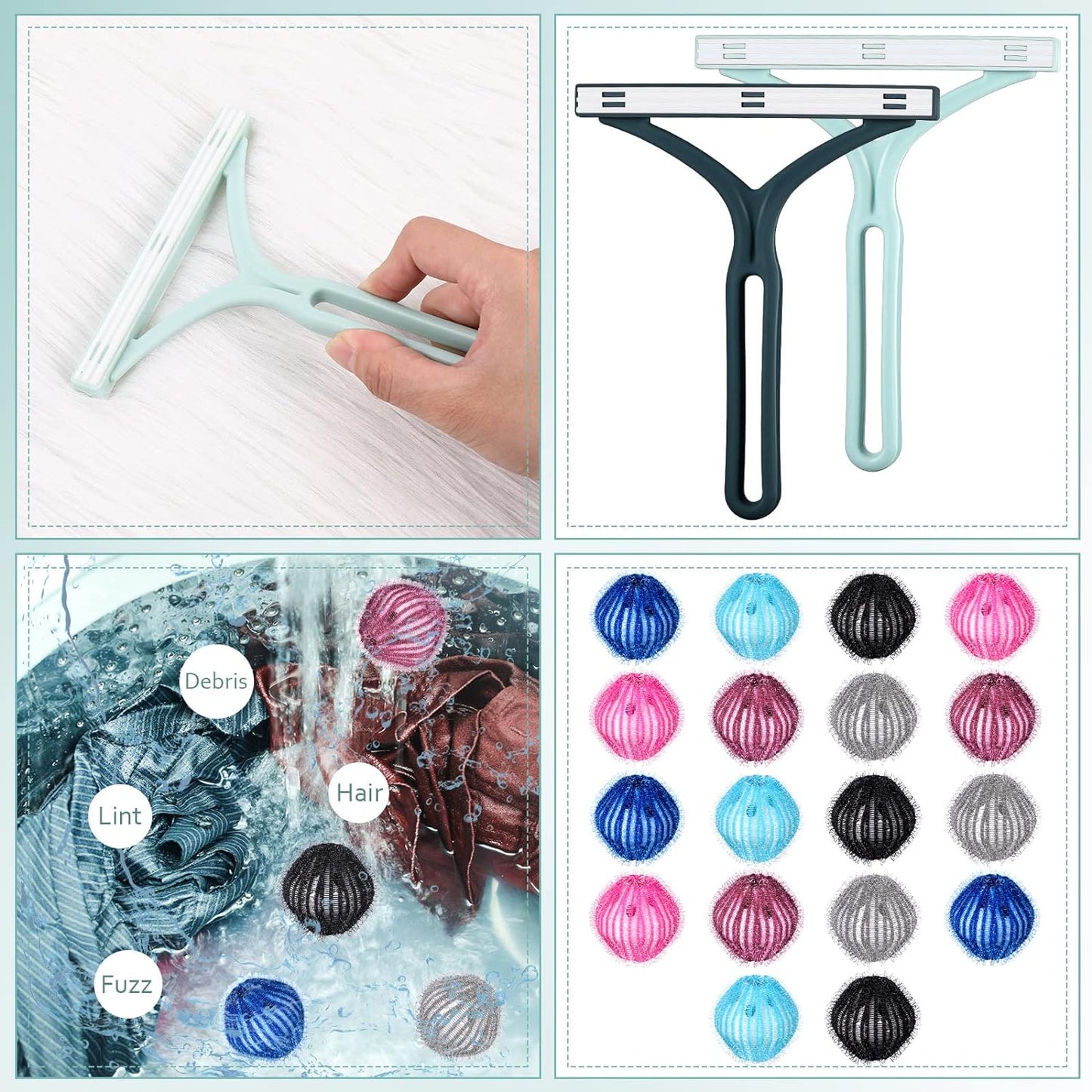 20 Pcs Pet Hair Remover, Cat Dog Fur Remover Portable Lint Removal Tool, Clothes Fuzz Rollers Hairball Shaver Brush