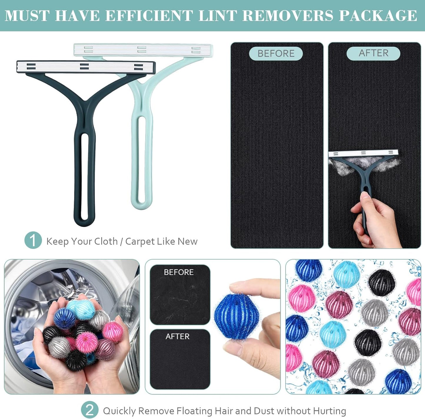 20 Pcs Pet Hair Remover, Cat Dog Fur Remover Portable Lint Removal Tool, Clothes Fuzz Rollers Hairball Shaver Brush