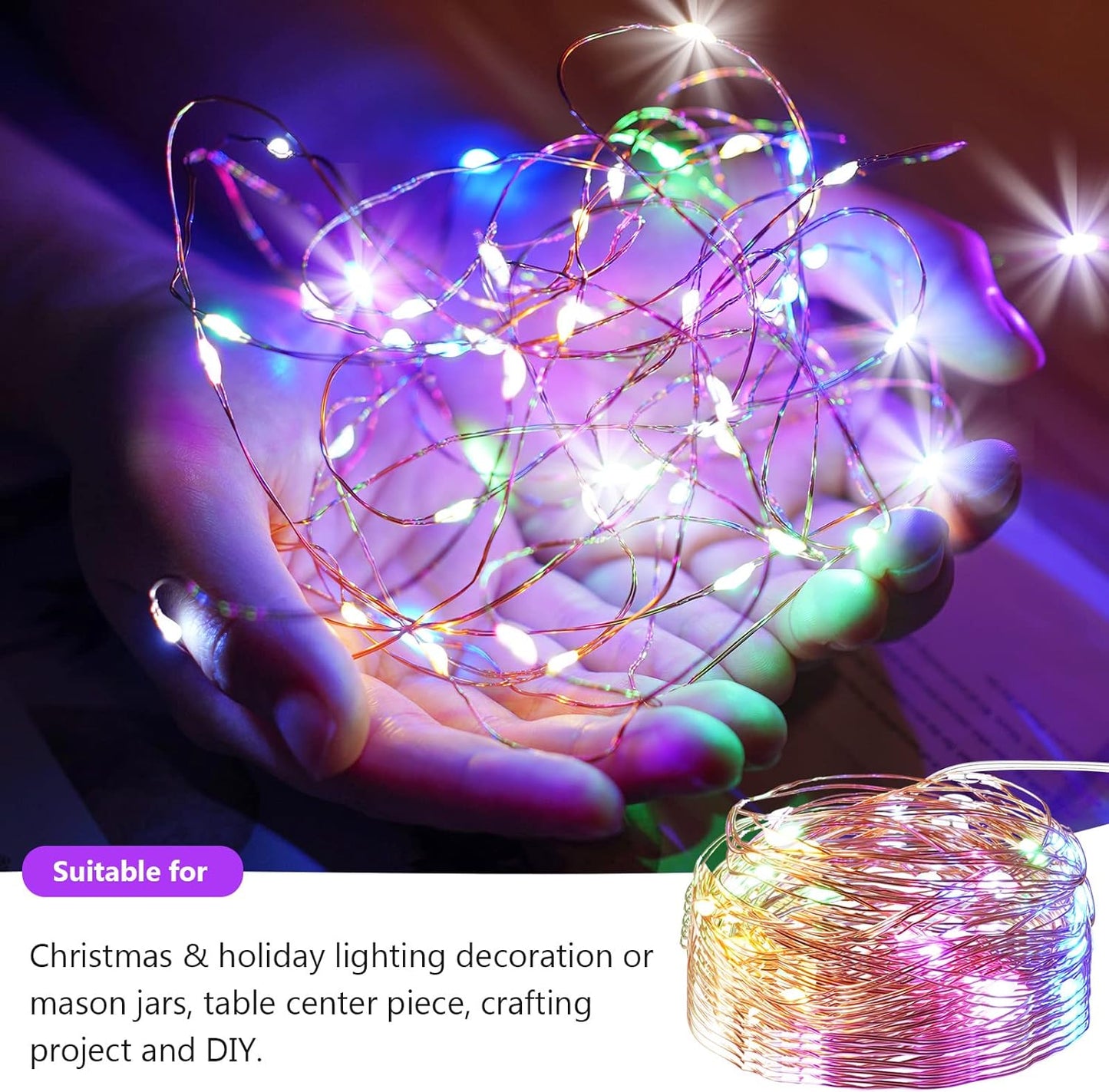 8 Pack Fairy Lights Battery Operated 16 ft 50 Led Mini Waterproof Fairy String Lights