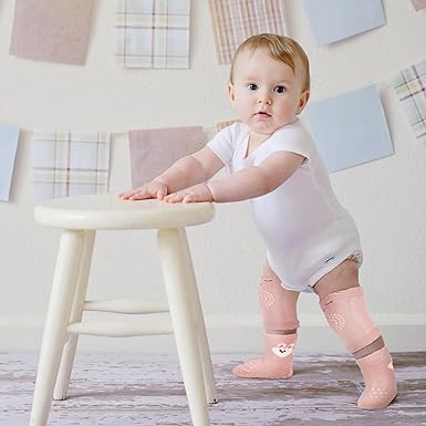6 Pairs Baby Knee Pads for Crawling and Ankle Socks Set for Unisex Toddler Infant