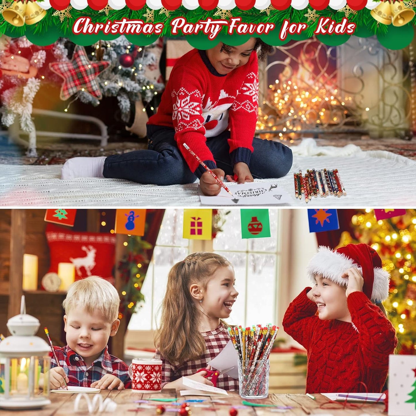 50 Pieces Christmas Pencils Christmas Holiday Pencils Goodie Bags Gifts