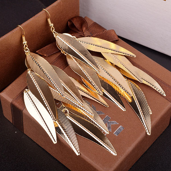 GDL02 SDL02 Lightweight Alloy Feather Earrings