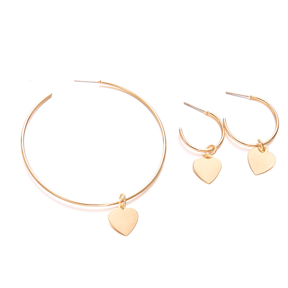 Gold Heart Hoop Earrings Set HCC03
