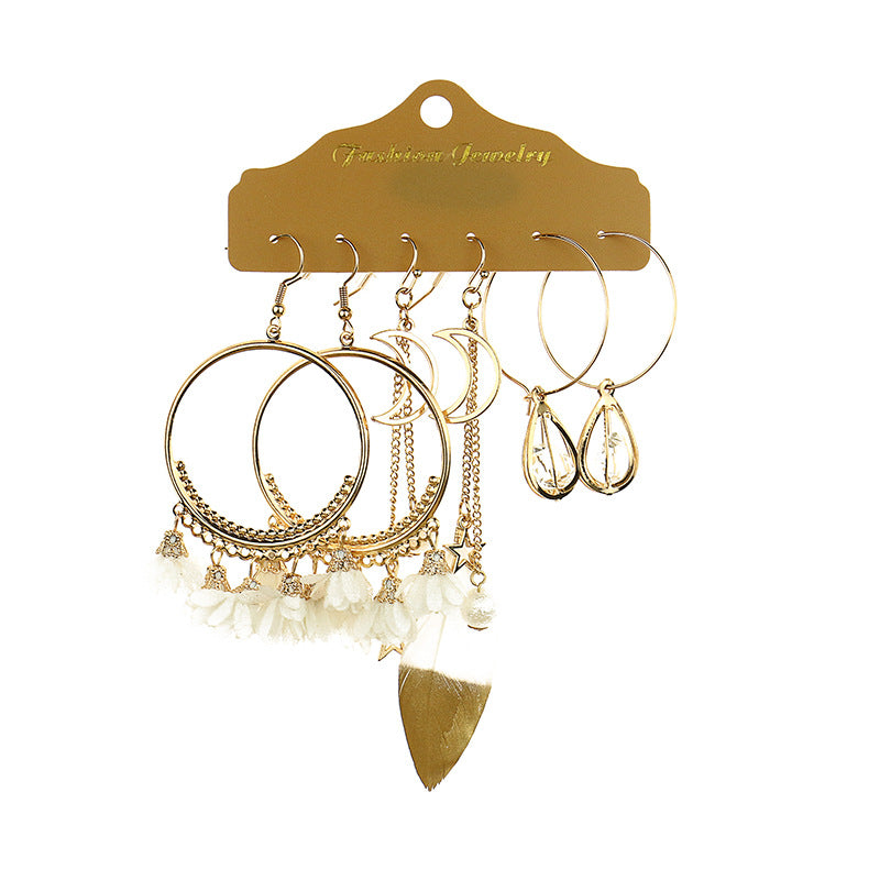 YME03 Lightweight Feather Earrings 3pairs Set