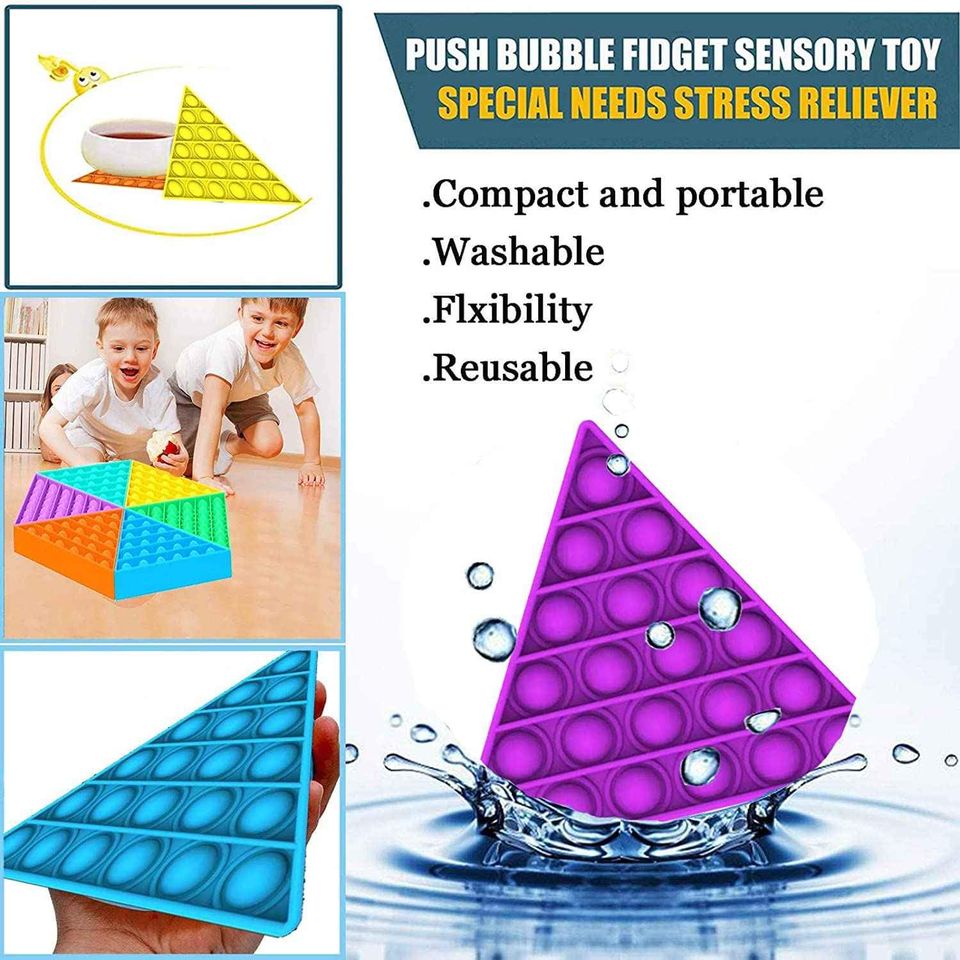 6 Pieces Triangle Shape Multicolor Dimple Pop Toy