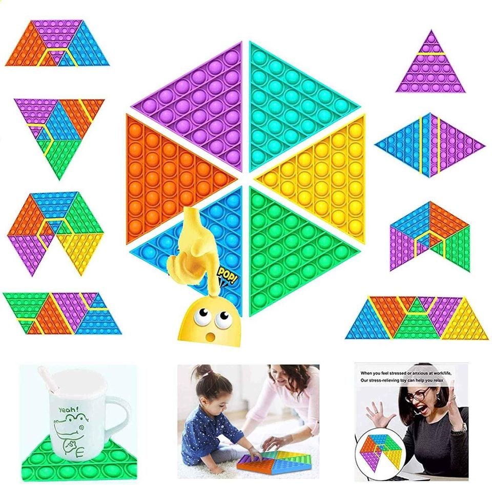 6 Pieces Triangle Shape Multicolor Dimple Pop Toy