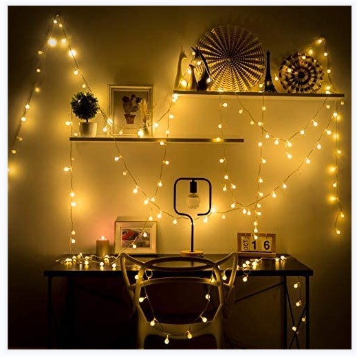 33ft 100 LED Bulb Warm White Battery Operated Mini Globe String Lights (Battery Not Included)