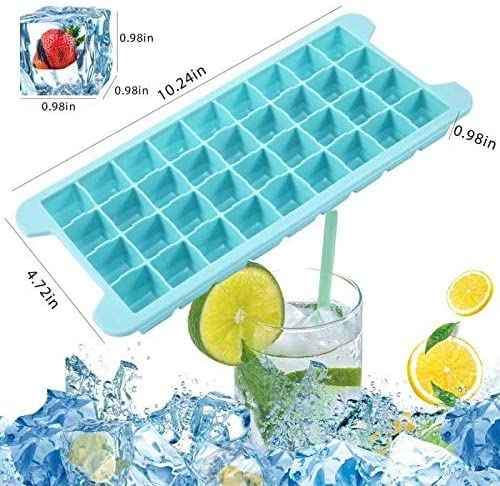 3 Pack Silicone Ice Cube Trays with Lid (Teal, Blue, Pink)