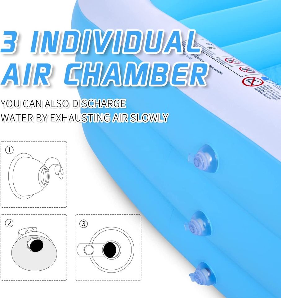 Inflatable Pool-Swimming Pools for Kids & Adults, Above Ground Pool 122''x70''x27'' Oversized Thickened Family Blow Up Kiddie Pool