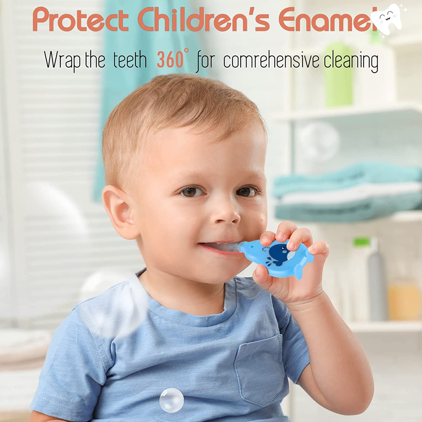 6 Packs Kids U Shaped Toothbrush 360 Degrees Toddler Toothbrush Manual Training Tooth Brush Soft Silicone Brush Head