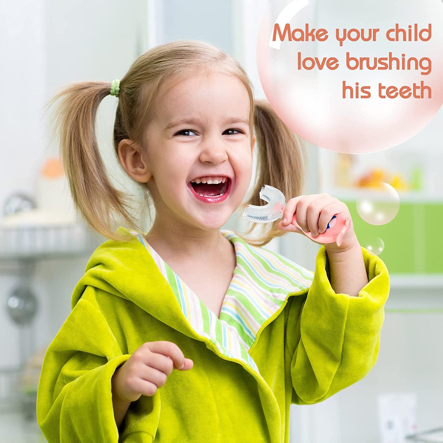 6 Packs Kids U Shaped Toothbrush 360 Degrees Toddler Toothbrush Manual Training Tooth Brush Soft Silicone Brush Head
