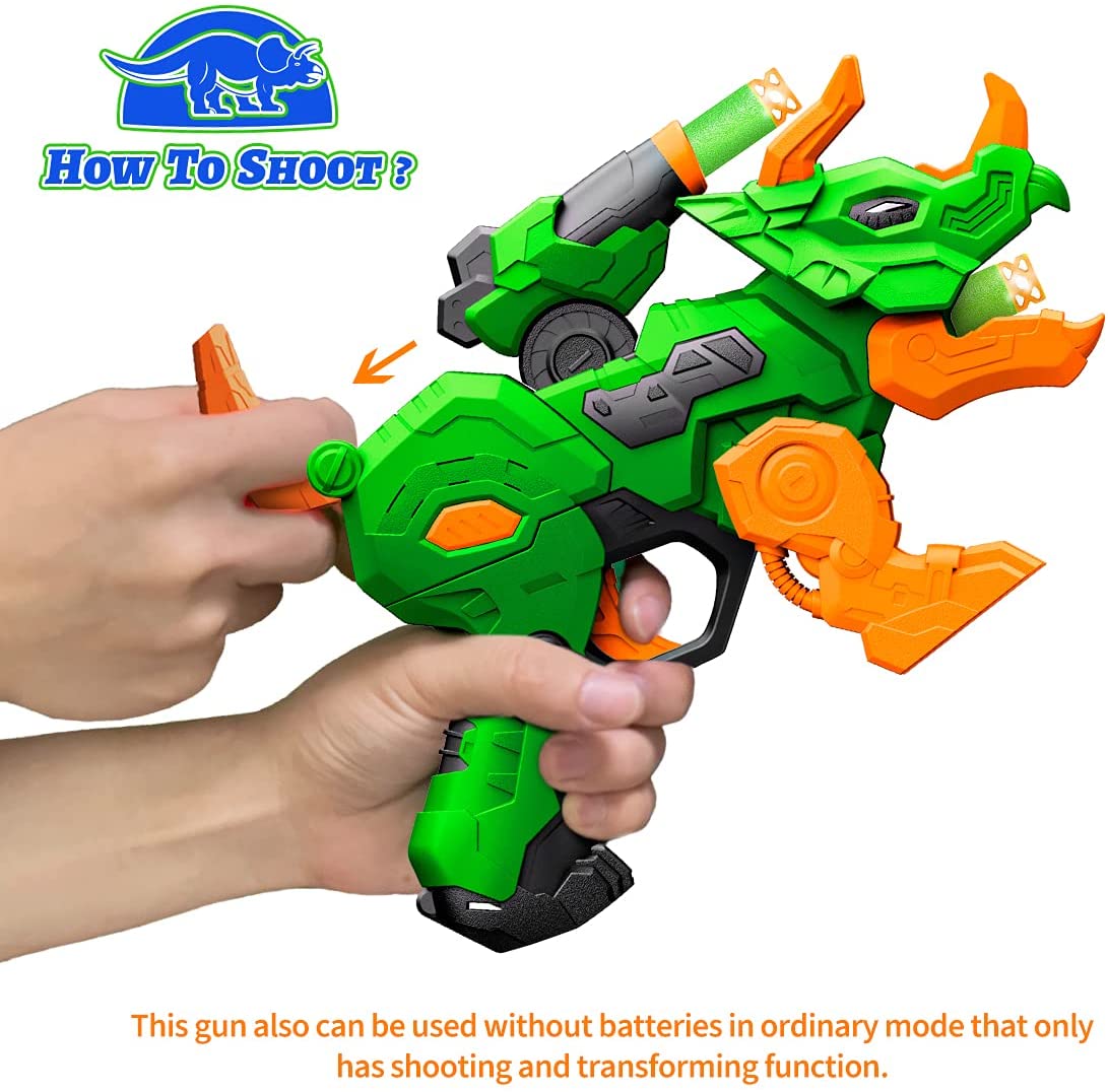 Dino Toy Gun 2 Pack Electric Blaster Soft Foam Dart Bullets Guns Toy for Ages 4+