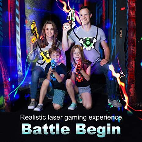 Laser Tag Guns Set of 4, Laser Tag Set for Kids Adults with 4 Team Player, Spray Function, Christmas Birthday Gifts Toys