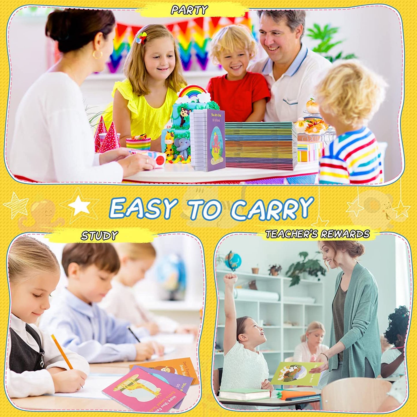 48 Pcs Mini Animal Notebooks for Kids Party Favors Bulk 3.2 x 5 Motivational Journal Notebook