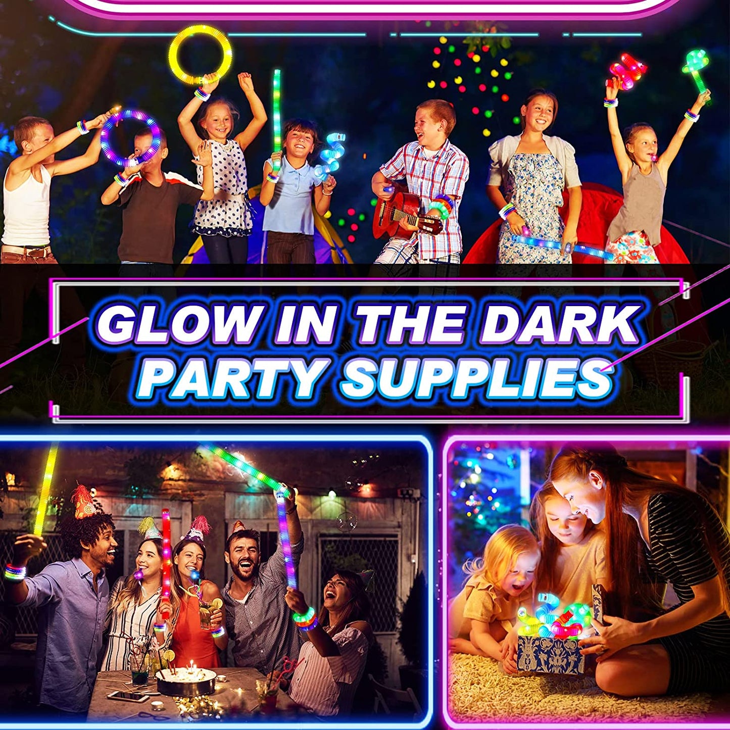 Party Supplies for Kids Light Up Party 64 PCS Glow in the Dark