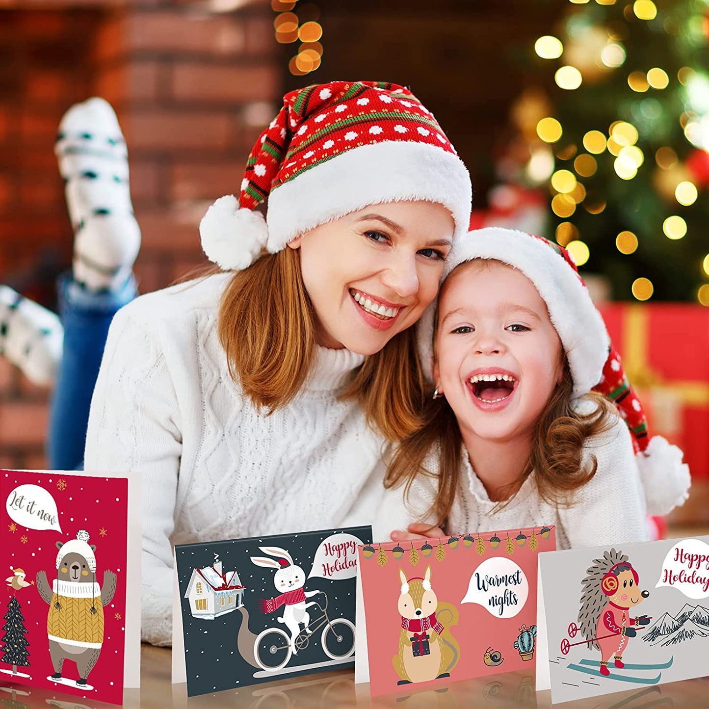 24 Pieces Christmas Gifts Cards for Christmas Season with 24 Envelopes 4 x 6 Inch 8 Designs