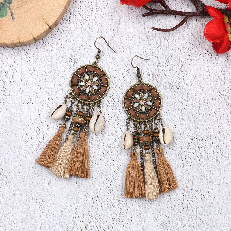 DRE02 BOHO Ethnic Tribal Tassel Earrings