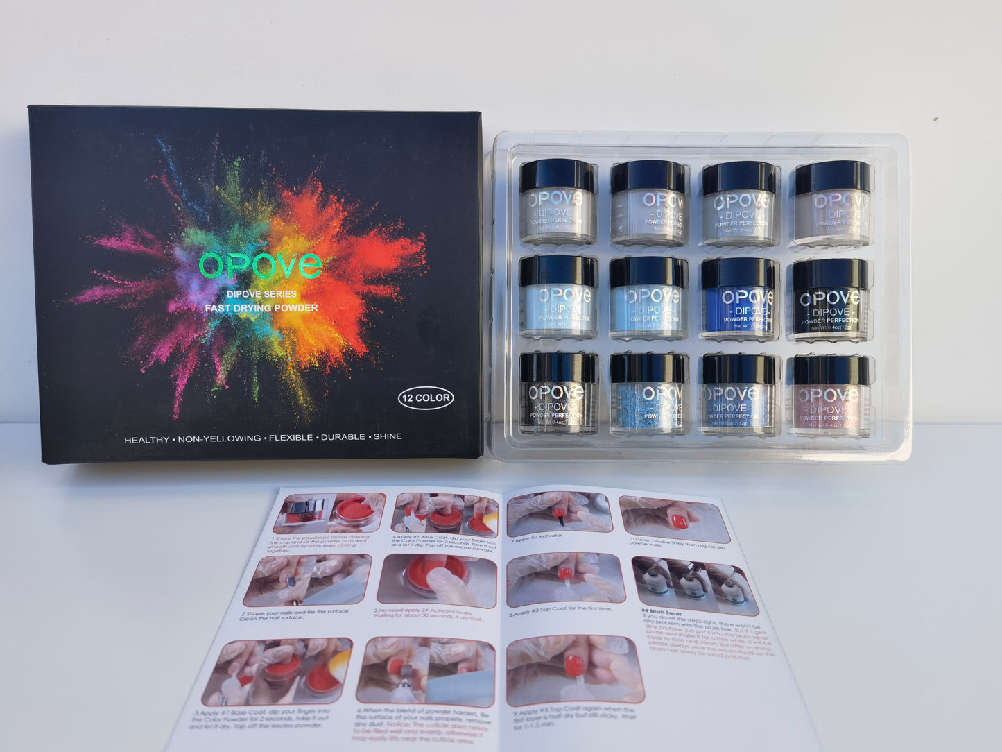 12 Colors Metallic Glitter Quick Drying Dipping Powder Set