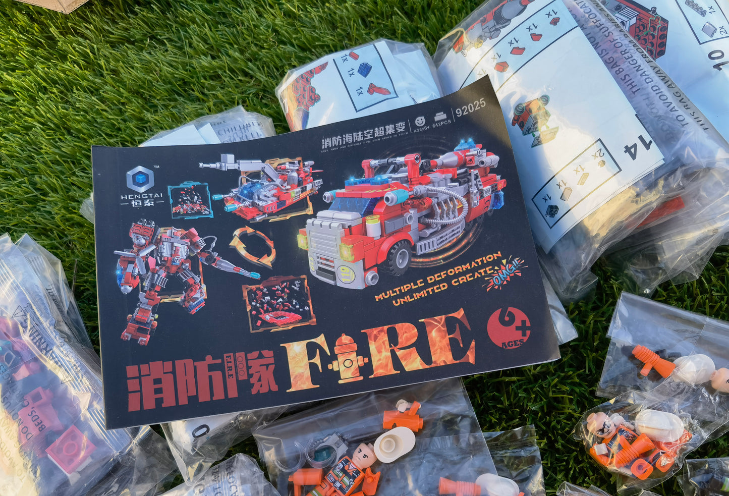 STEM Building Toys for Kids 9 in 1 Fire Robot Building Toy, Build Brick Set Rescue Helicopter Boat