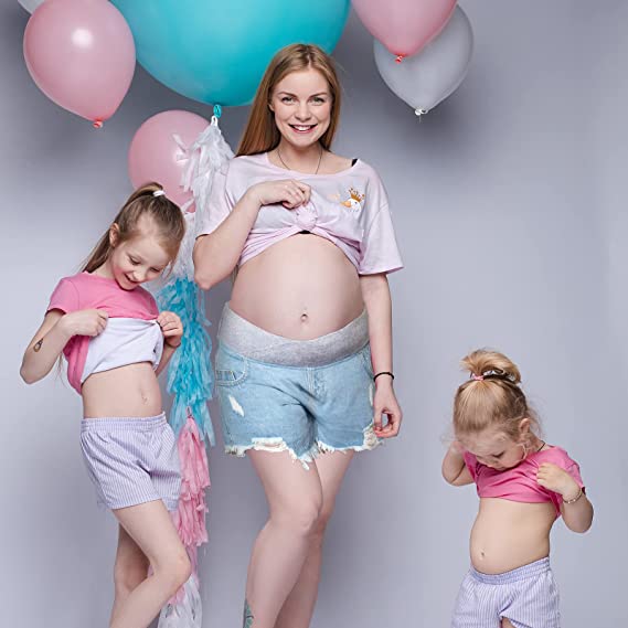 Underbelly Pregnancy Shorts for Women Maternity Ripped Jean Shorts