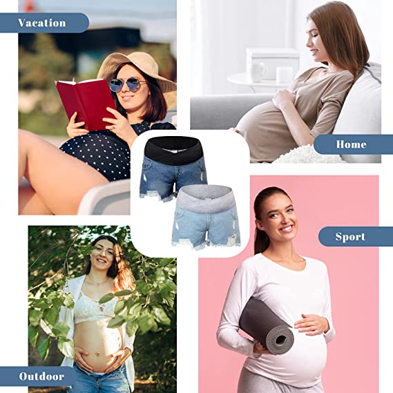 Underbelly Pregnancy Shorts for Women Maternity Ripped Jean Shorts
