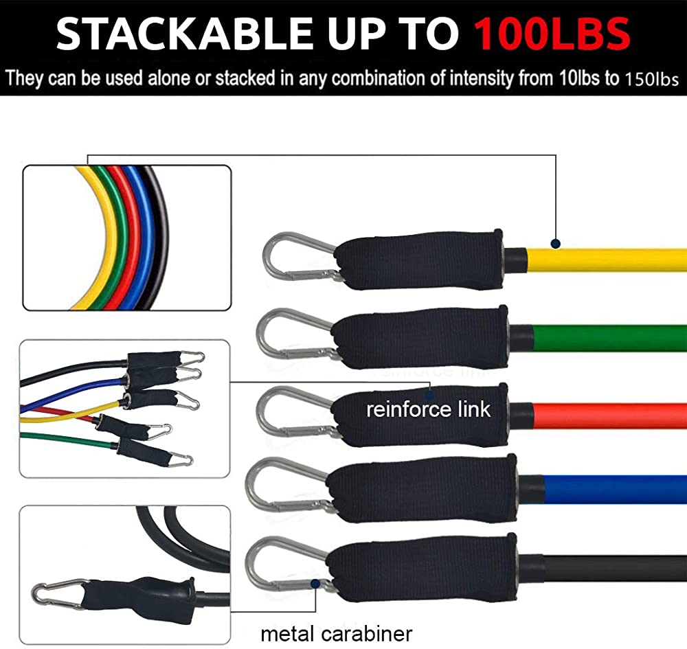 Exercise Bands Resistance Bands Set with Handles and Storage Bag, Upgraded Workout Bands with More Resistance for Women and Men