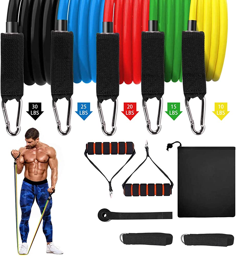 Exercise Bands Resistance Bands Set with Handles and Storage Bag, Upgraded Workout Bands with More Resistance for Women and Men