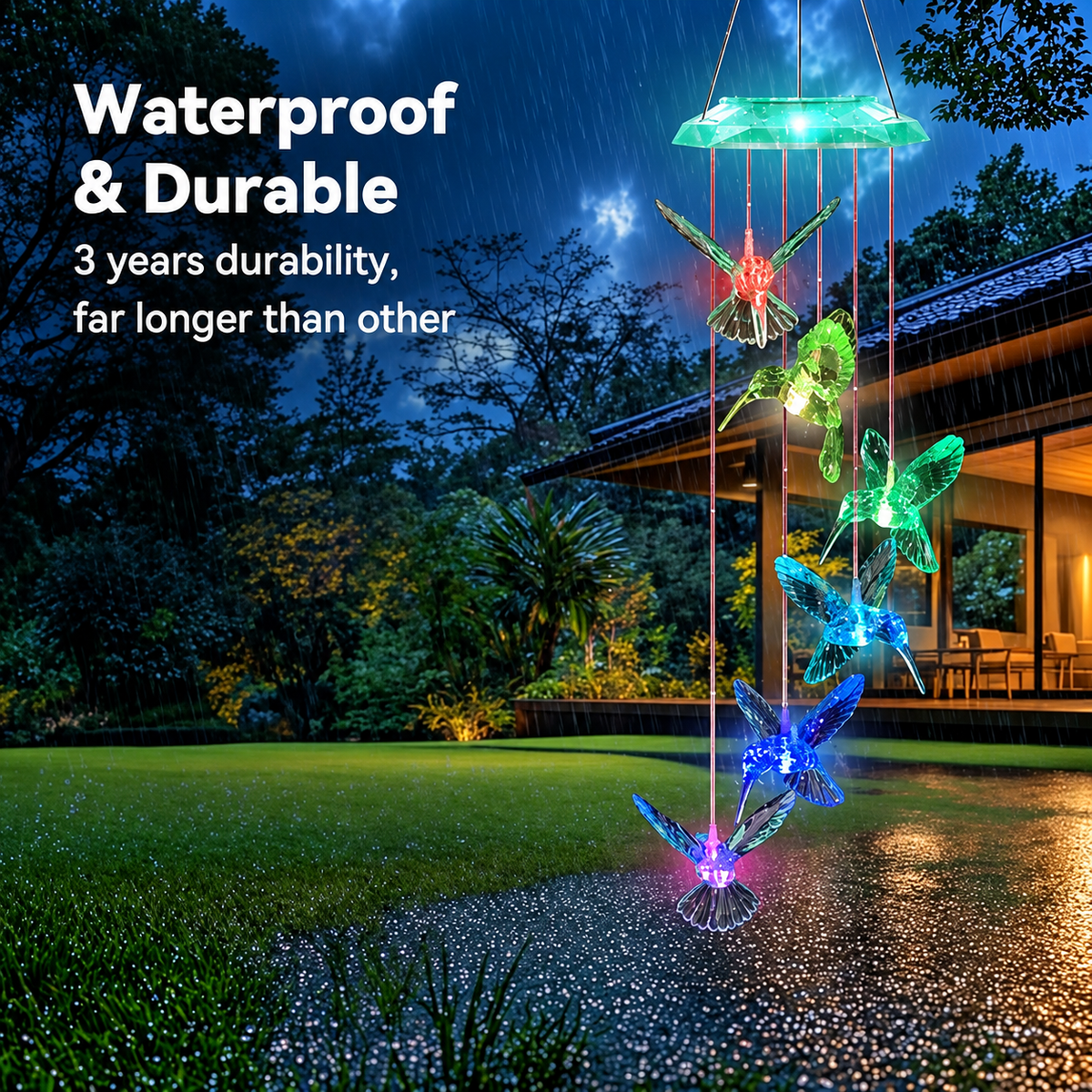 Wind Chimes,Hummingbird Solar Wind Chimes for Outside, Memorial Wind Bell for Garden/Patio Mobile Decorative Thanksgiving Gifts for Mom, Wife, Grandma Neighbors(Green 28")
