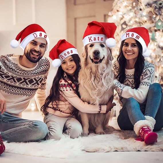 10pcs Christmas Hats, Santa Hats with 52pcs of letter stickers