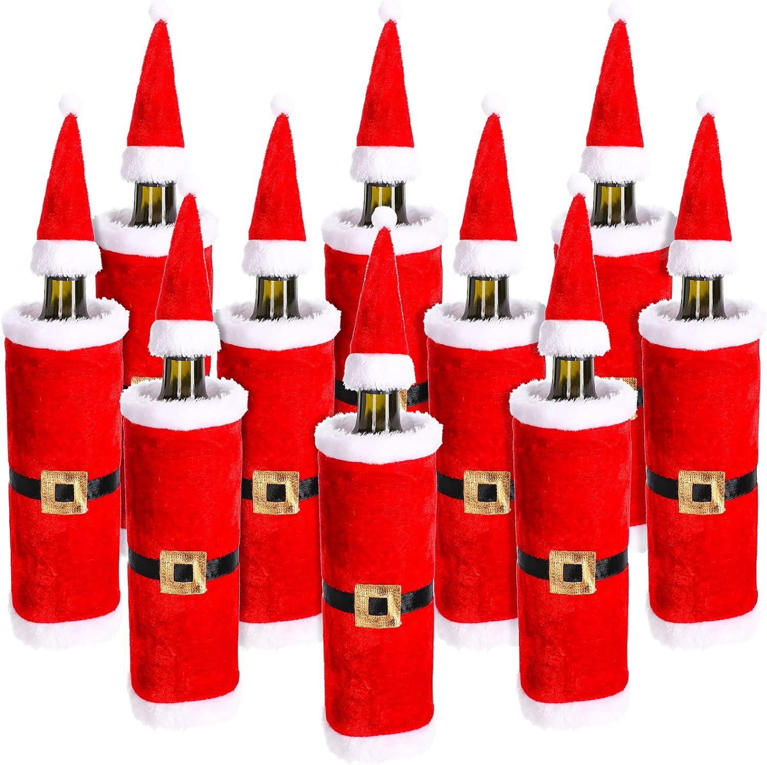 10 Pieces Christmas Wine Bottle Covers Decorative Wine Bottle Covers Plush and Velvet Wine Bottle Cover