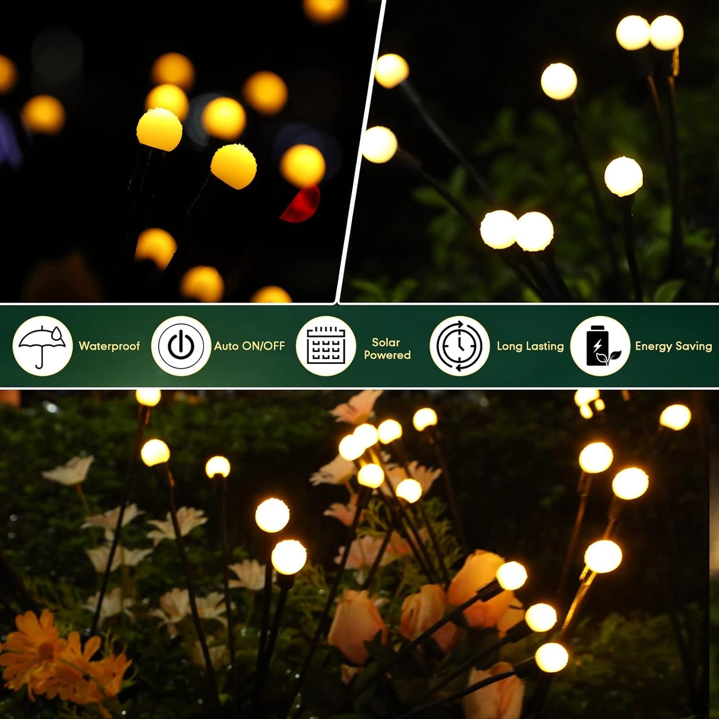 15 Pack Fireflies Solar Swaying Outdoor Lights Waterproof Garden Decoration Solar Lights Landscape Lighting