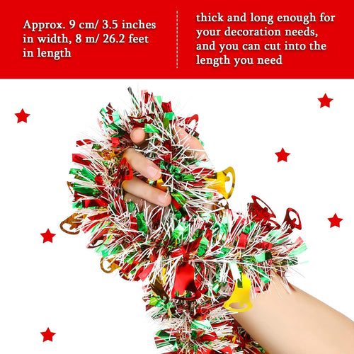 26.2 Feet Christmas Tinsel Garland Christmas Tree Hanging Garland Decorations Holiday Decor
