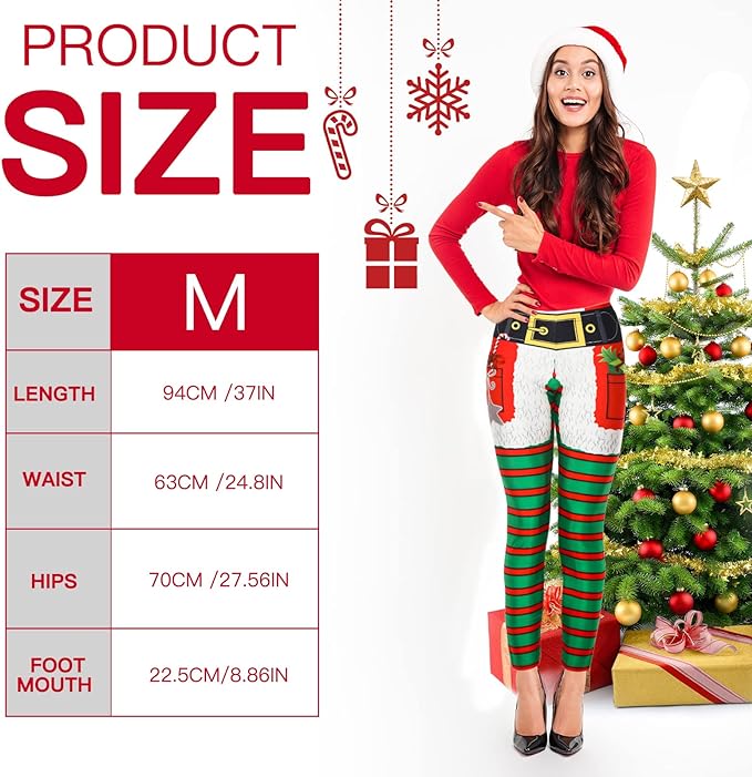 3 Pcs Funny Christmas Leggings for Women Ugly Printed Leggings Christmas Tights Leggings Soft Stretchy Costume Tights