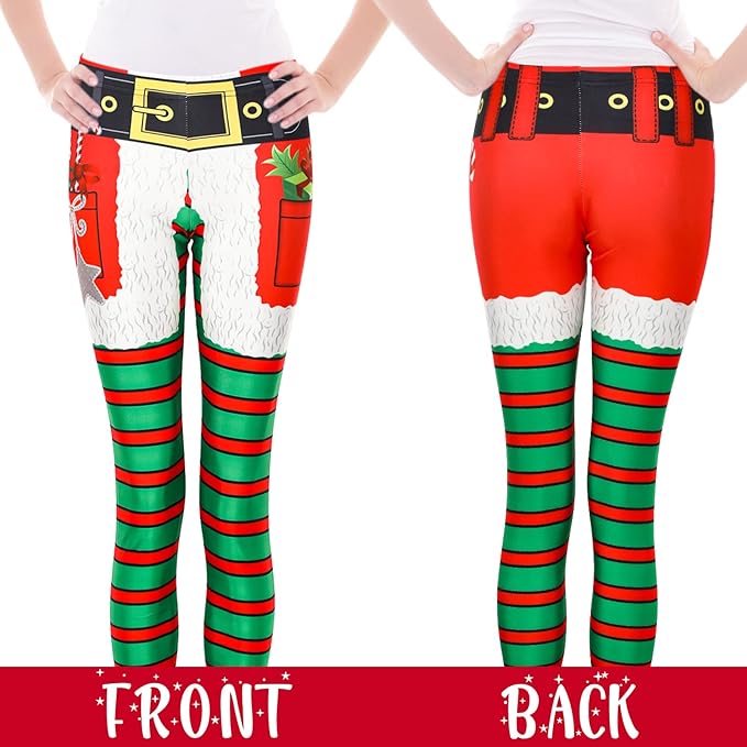 3 Pcs Funny Christmas Leggings for Women Ugly Printed Leggings Christmas Tights Leggings Soft Stretchy Costume Tights