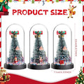 3 Pcs Mini Christmas Trees in Dome Snow Flocked Tabletop Christmas Tree with 20 LED Lights Battery Powered