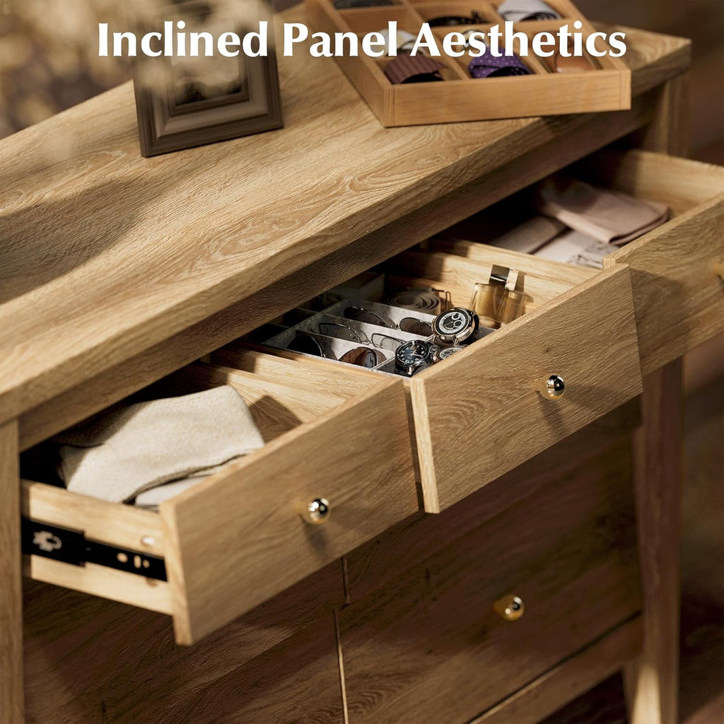 Dresser for Bedroom with 7 Beveled Panel Drawers