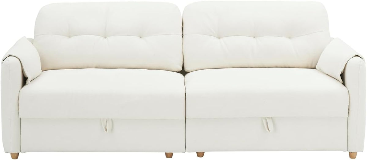 79.50-inch Loveset Couches for Living Room, Modern Teddy Fabric Upholstered Sofa Couch with Seats Storage, Comfy 3-Seater Couch for Bedroom, Office, Apartmen (Beige)
