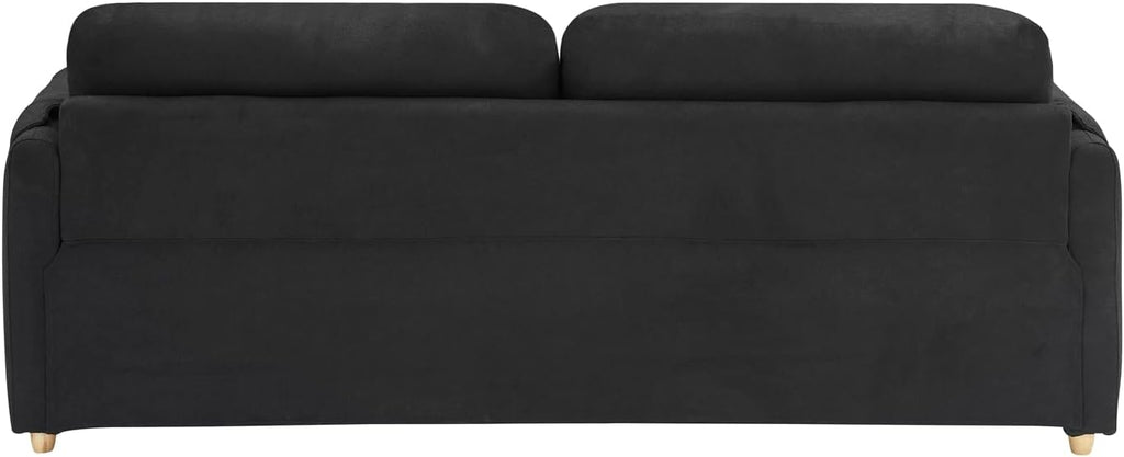 79.50-inch Loveset Couches for Living Room, Modern Teddy Fabric Upholstered Sofa Couch with Seats Storage, Comfy 3-Seater Couch for Bedroom, Office, Apartment (Black)