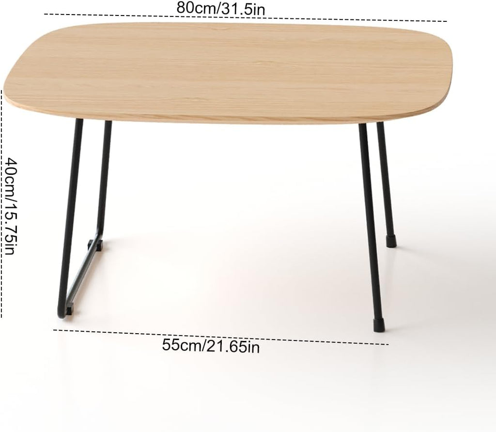 Coffee Table Card Table Round Oak Veneer, Minimalist Living Room Table for Small Spaces, Versatile Side Table, Natural Wood