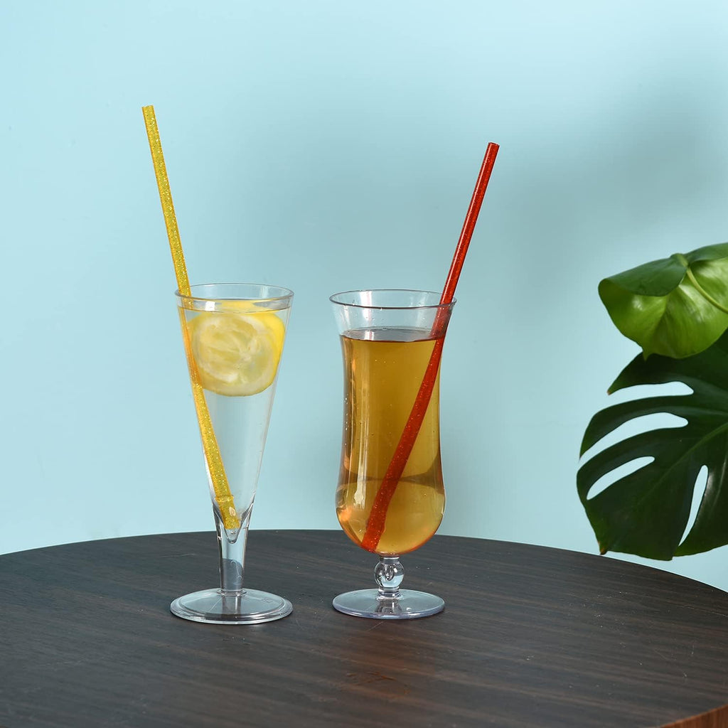 12-Pack Reusable Plastic Glitter Straws, 11" Long Colorful Hard Plastic Tumbler Straws for 16 OZ 20 OZ 30 OZ Stanley, YETI, Mason Jar, Starbucks with Cleaning Brush