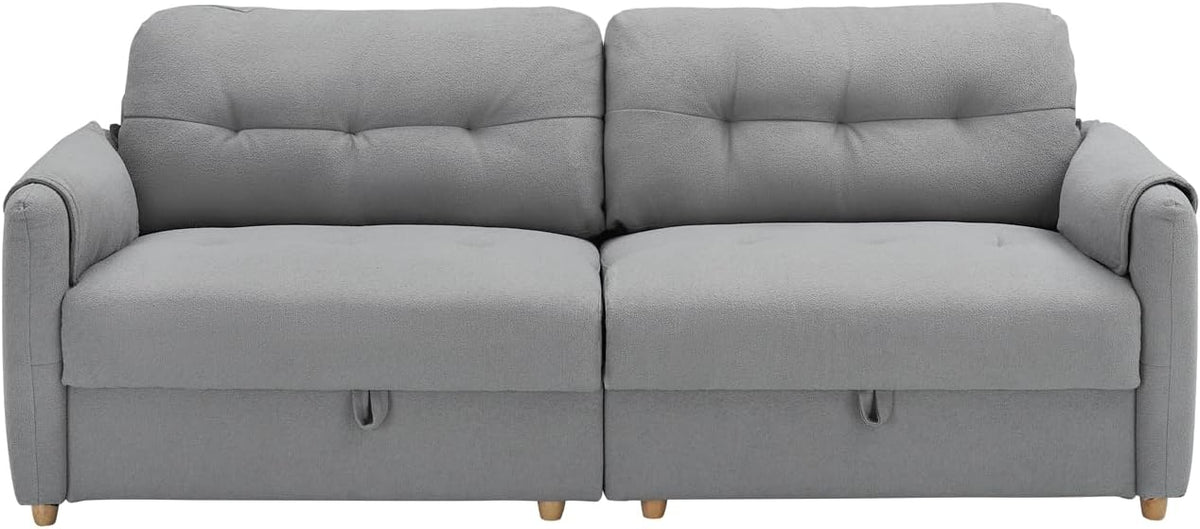 79.50-inch Loveset Couches for Living Room, Modern Teddy Fabric Upholstered Sofa Couch with Seats Storage, Comfy 3-Seater Couch for Bedroom, Office, Apartmen (Light Grey)