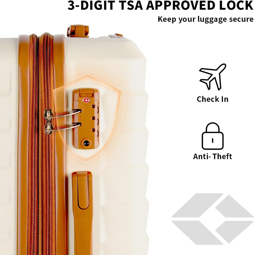 Luggage Set 7 Piece, Expandable Hardshell Suitcase Set 28/24/20/14 Inch Carry On Luggage with TSA Lock, Spinner Wheels, ABS Lightweight Travel Luggage Sets (White)
