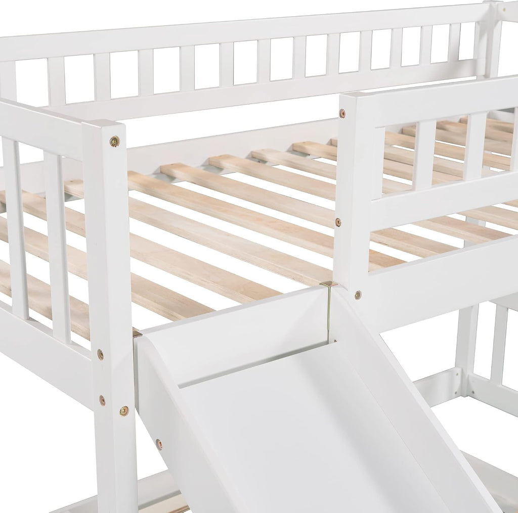 Bunk Bed Twin Over Twin, Bunk Bed with Stairs, Twin bunk Bed for Kids, Teens, Kids bunk beds, White Twin