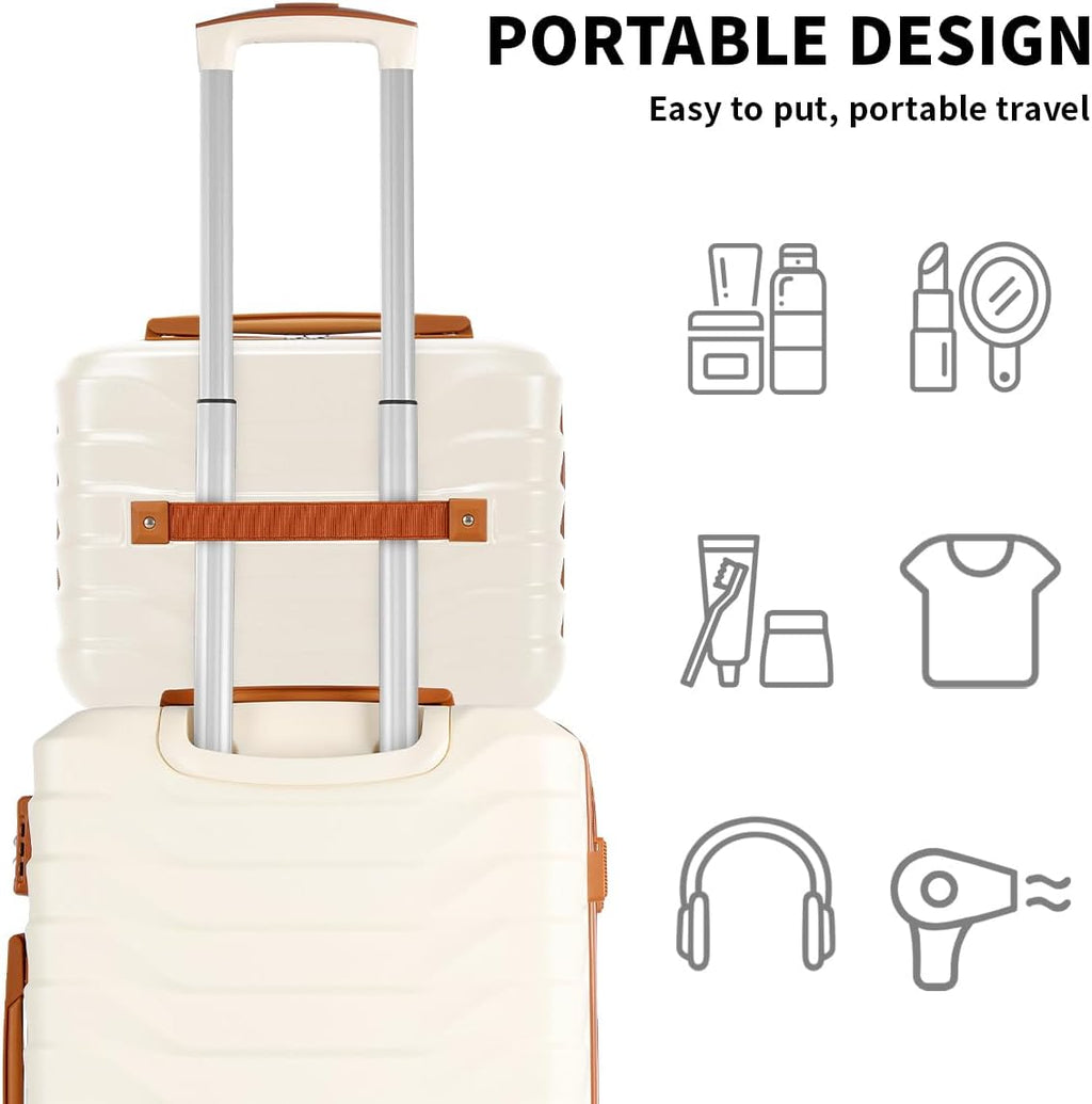 Luggage Set 7 Piece, Expandable Hardshell Suitcase Set 28/24/20/14 Inch Carry On Luggage with TSA Lock, Spinner Wheels, ABS Lightweight Travel Luggage Sets (White)