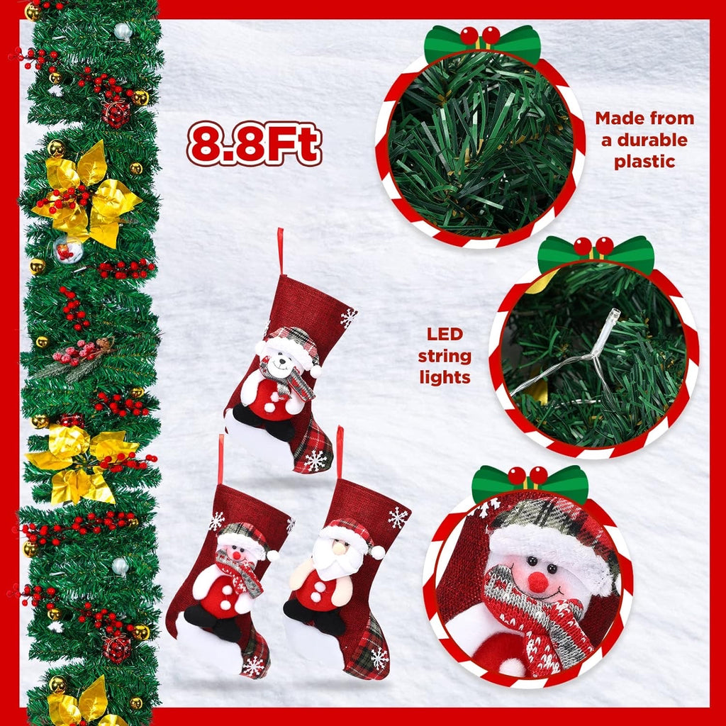 9ft Pre Lit Artificial Christmas Garland Lighted Garland Christmas Light