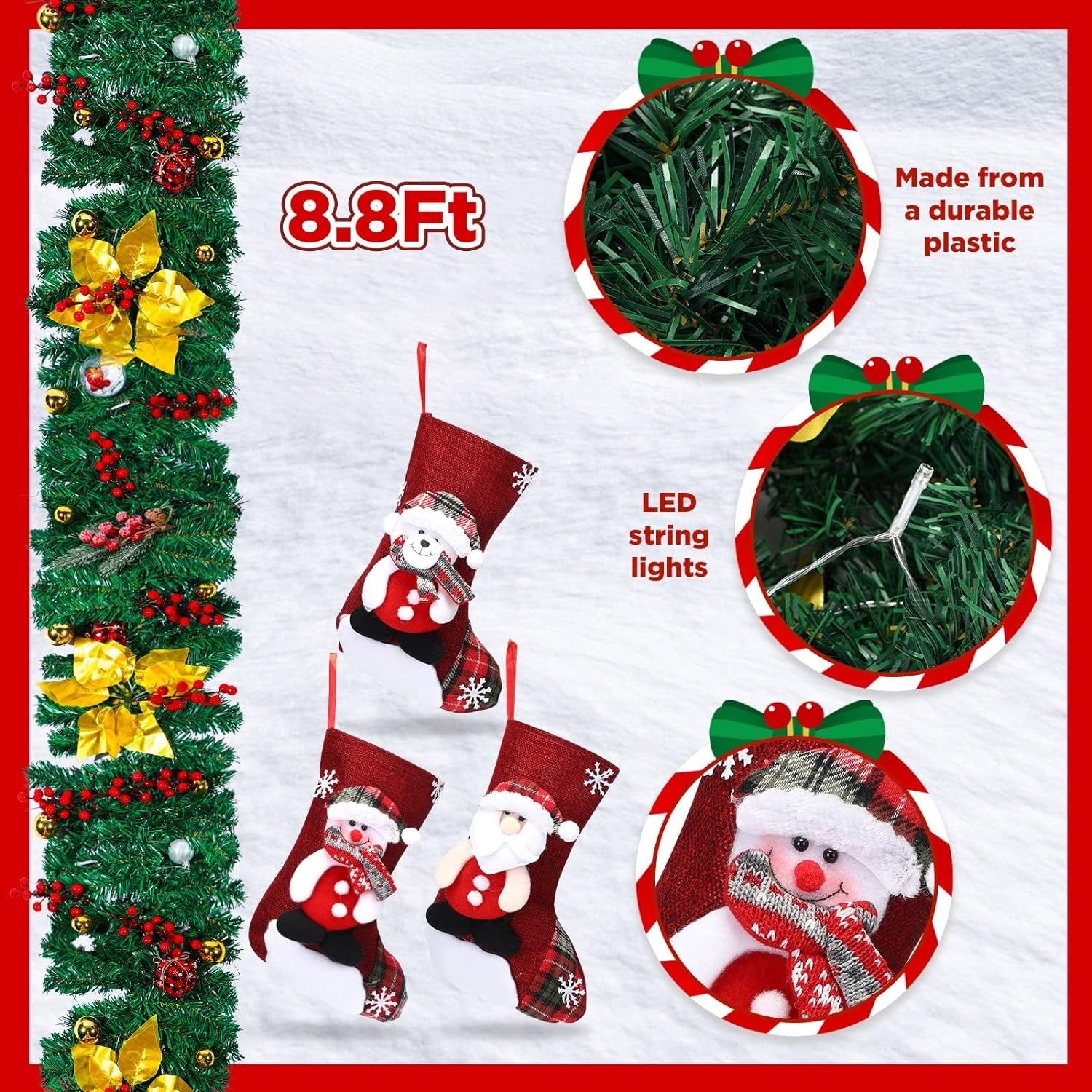 9ft Pre Lit Artificial Christmas Garland Lighted Garland Christmas Light