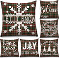 6 Pcs Christmas Pillow Case Christmas Pillow Cover Holiday Decor 18 x 18 inch Throw Pillow Case